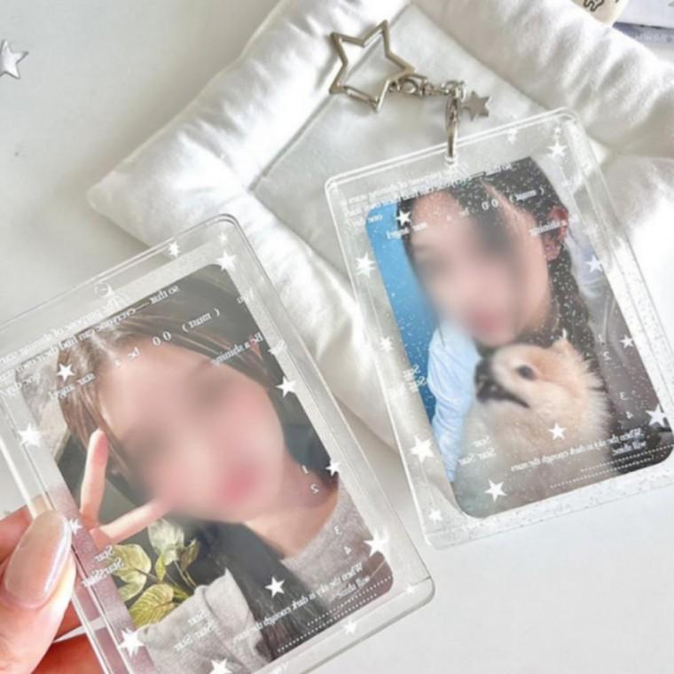 가방꾸미기 스타 투명 포토 키링 고리 키홀더 열쇠고리
