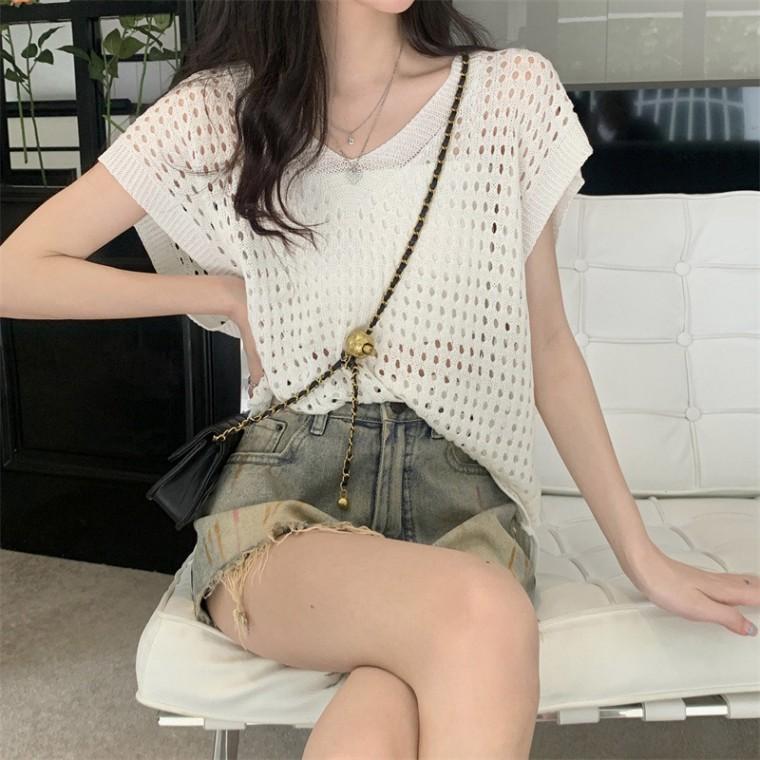 여름 레이어드조끼 브이넥 바캉스룩 휴양지 여행룩