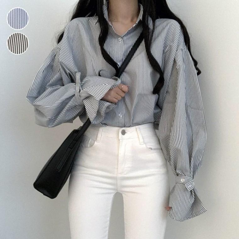 여성셔츠 블라우스 손목포인트 벌룬 여성스러운 회사