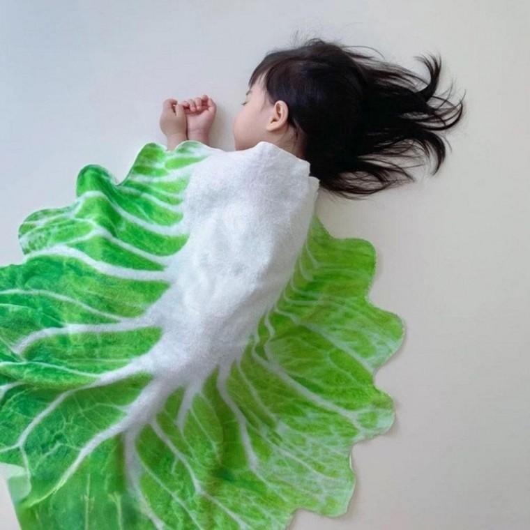 낮잠 배추담요 85x85cm 귀여운 얇은 극세사 이불 미니 낮잠 얇은