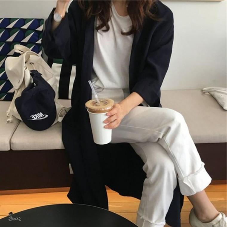 여자 여성스러운 자켓 데일리 롱셔츠 2컬러 로브 블라우스 롱셔츠 짝꿍닷컴