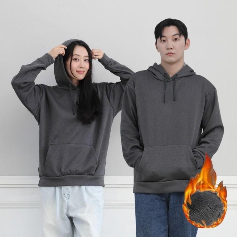 남녀공용 기모 후드티 융털 오버핏 점퍼 안감 커플 후드 겨울점퍼 남녀공용