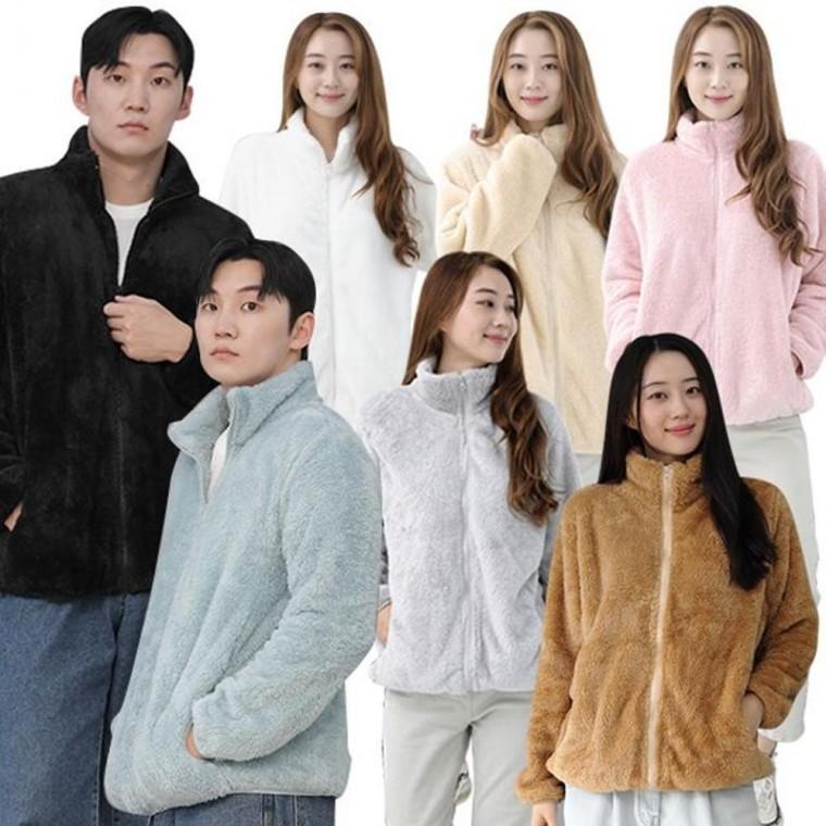 집업 남녀공용 빅사이즈 후리스 점퍼 보아털 플리스 집업 커플 겨울점퍼