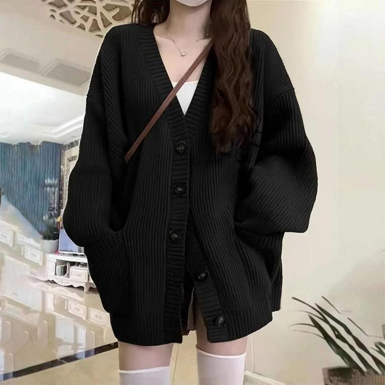 오버핏 두툼 단추가디건 점퍼 루즈핏 가을 가디건 가을옷 크롭 얇은 이너