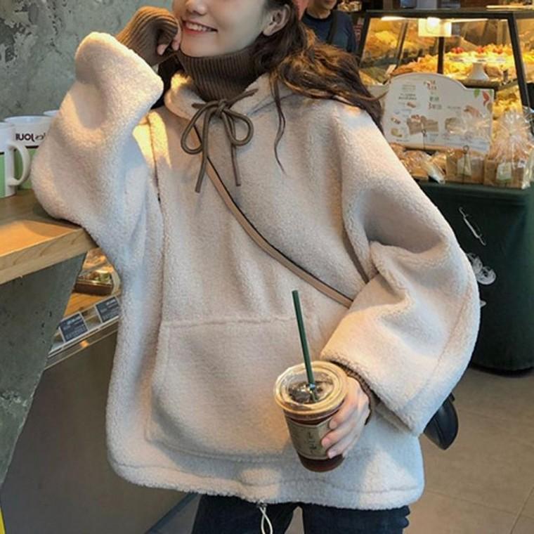 여자 여성 오버핏 점퍼 데일리 뽀글이 양털후리스 플리스 뽀글이티셔츠