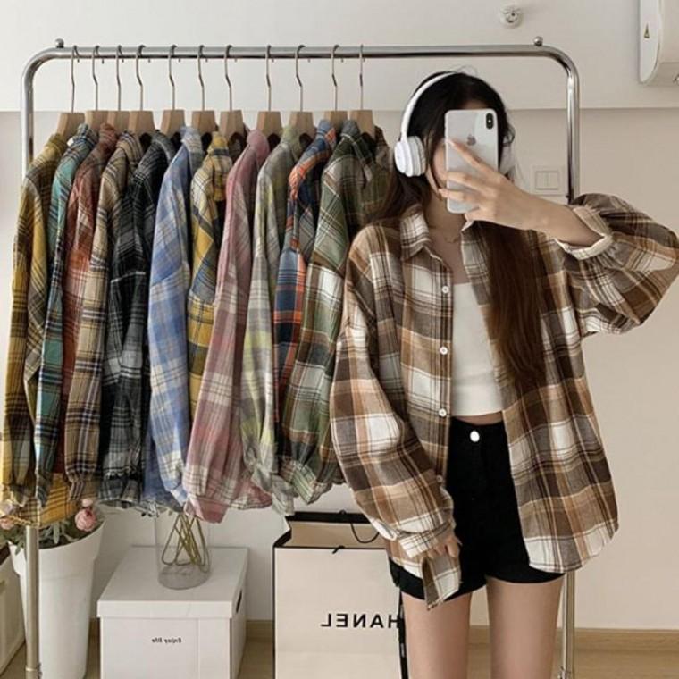 어텀 체크 외투 여성 상의 루즈핏 잠바 셔츠 봄 캐쥬얼 겨울 아우터 가을