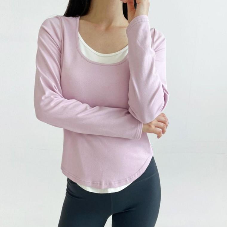 여성 레이어드 긴팔 슬림핏 여자 티셔츠 기본티 운동복 데일리룩 요가복