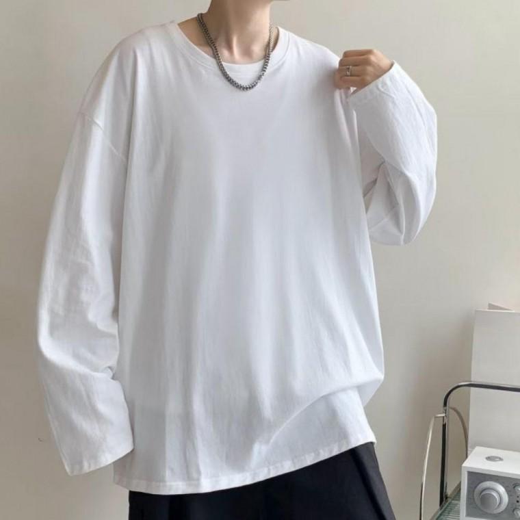 티셔츠 오버핏 남성 긴팔 기본 남자 라운드넥 무지 베이직티셔츠 패션티셔츠