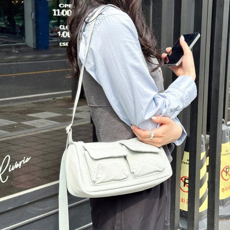 나일론 핸드폰 크로스백 여행 지갑 가방 민트연블루 여성 여자 미니 가벼운 휴대폰 폰가방