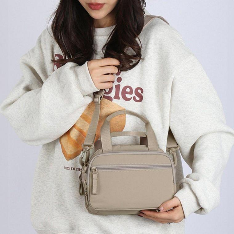 나일론 여행용 크로스 미니 핸드폰 지갑 가방 베이지 여성 여자 가벼운 휴대폰 폰가방