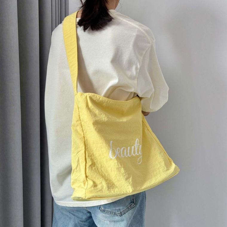 데일리 대학생 양면 숄더 백 스트라이프 가방 옐로우 여자 숄더백 데일리백 여성