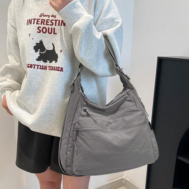 데일리 백 나일론 숄더 백팩 직장인 출근 가방 그레이 여자 데일리백 휘뚜루마뚜루 숄더백