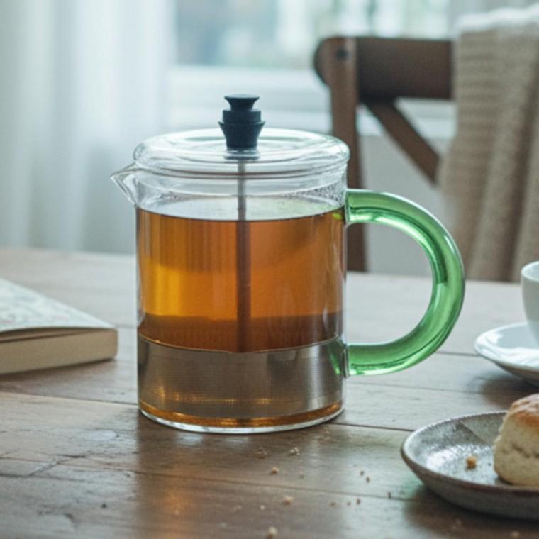 컬러 유리 손잡이 인덕션 찻주전자 1000ml 티포트 홈카페 차우림포트