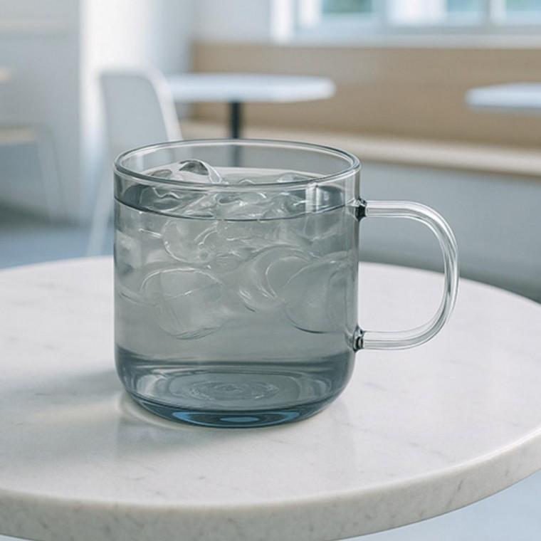투톤그레이 유리 일자머그 350ml 음료잔 커피잔 홈카페