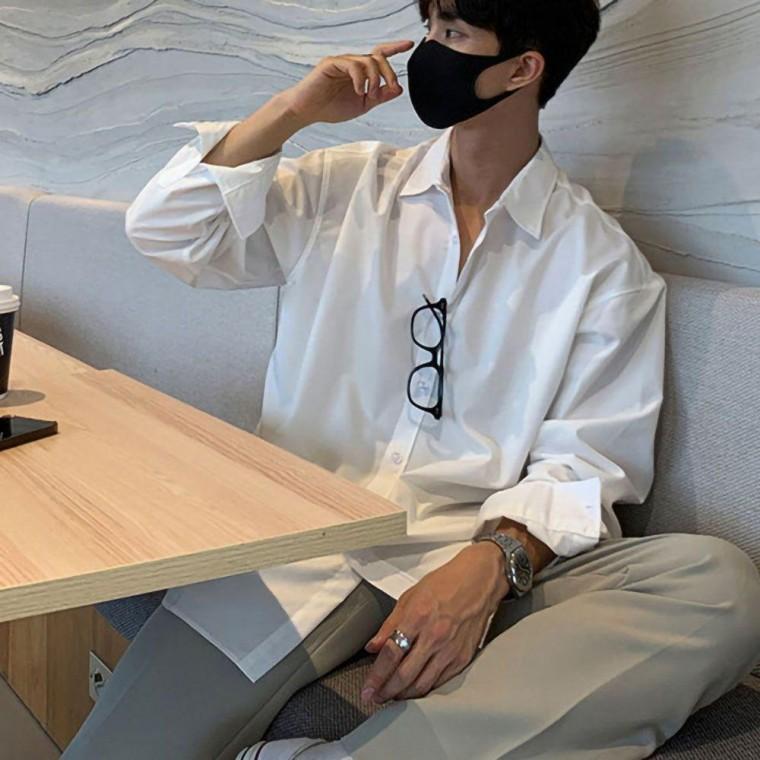 남성 기본 무지 디자인 청바지 슬렉스 소프트 셔츠 세련된 패션 슬랙스 코디 데일리