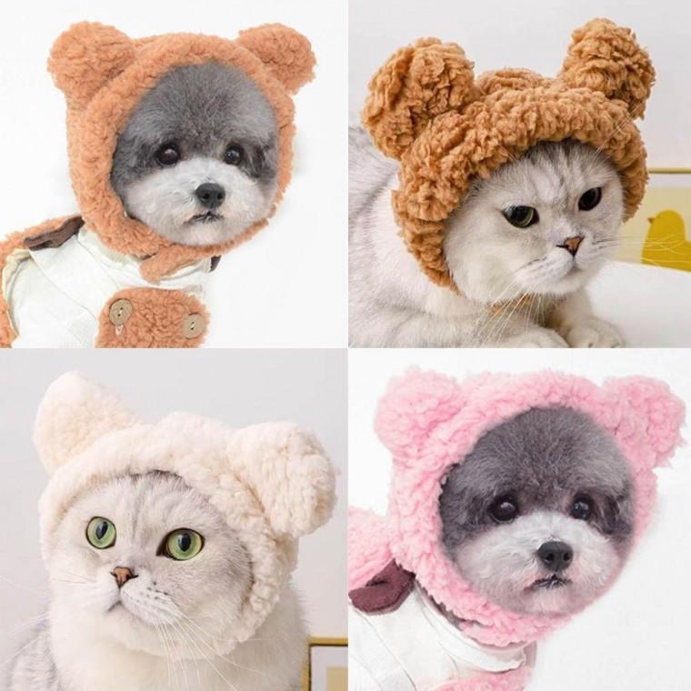 고양이 강아지 귀여운 외출 패션 모자 뽀글이 햇 반려 동물 털모자 겨울