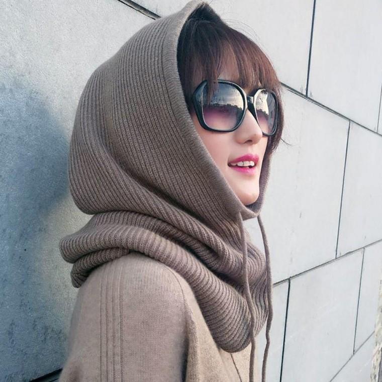여성 외출 패션 니트 페이크 바라크 라바 후드 워머 페이크넥 니트넥 후드넥 방한 용품