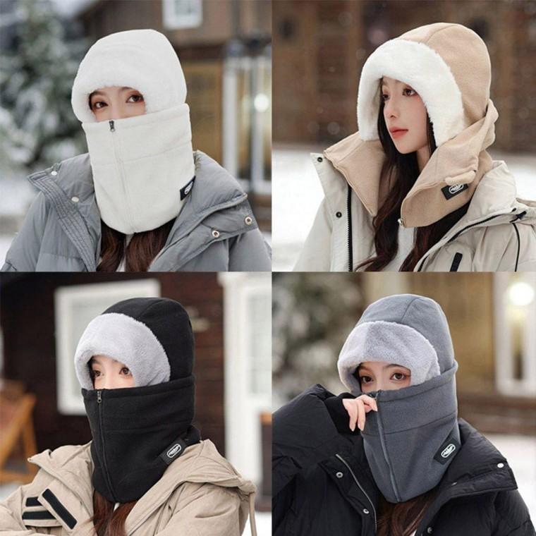 남성 여성 겨울 방한 용품 부드러운 퍼 지퍼 후드 워머 남자 모자 여자 마스크 라이딩