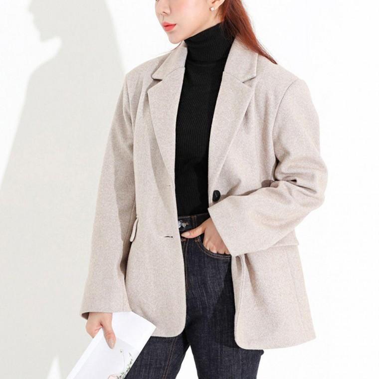 여성 외출 패션 핏좋은 오버핏 모직 자켓 반코트 겨울롱 루즈핏롱 코디 양면 양털