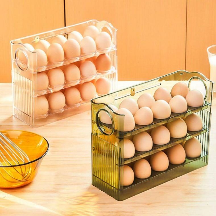 자동 폴딩 스타일 냉장고 수납 정리 달걀 계란 트레이 케이스 보관함 생활 용품 정리함