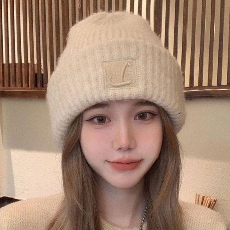 깔끔한 자수 포인트 남자 여자 두툼 니트 원단 비니 모자 여성 남성 빅비니 큰비니
