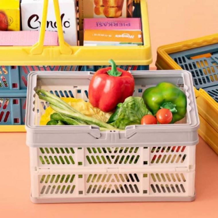 폴딩 바구니 화이트&그레이 접이식바구니