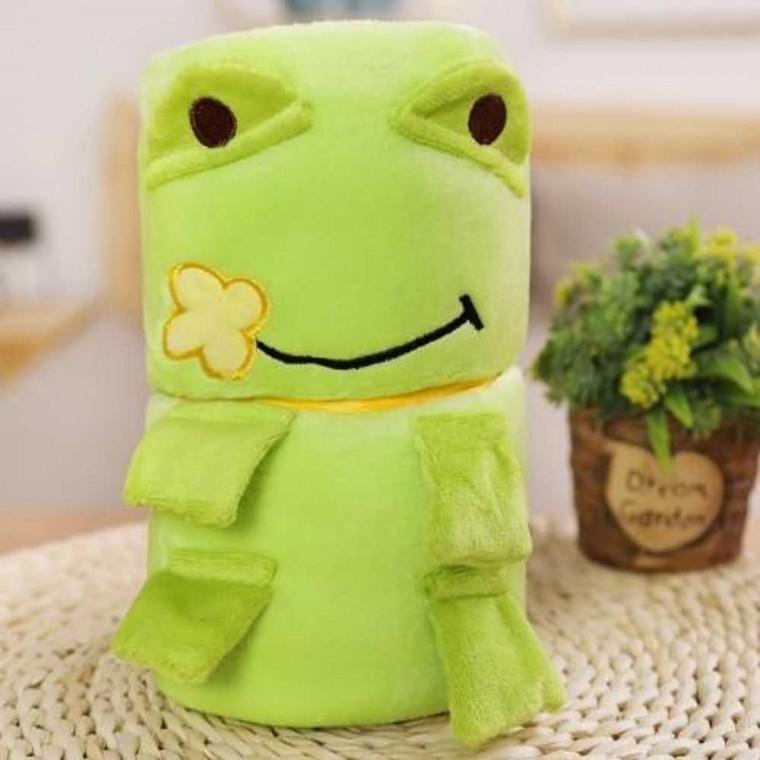 극세사 동물담요 연두개구리 휴대용담요