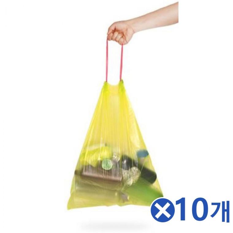 30리터 자동끈 비닐봉지 15매 색상랜덤x10개 리필봉투