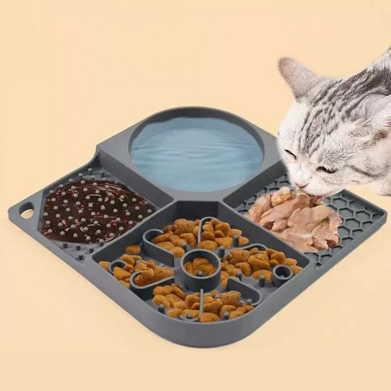 강아지 급체방지 실리콘 밥그릇 물그릇 식기 2칸 4칸