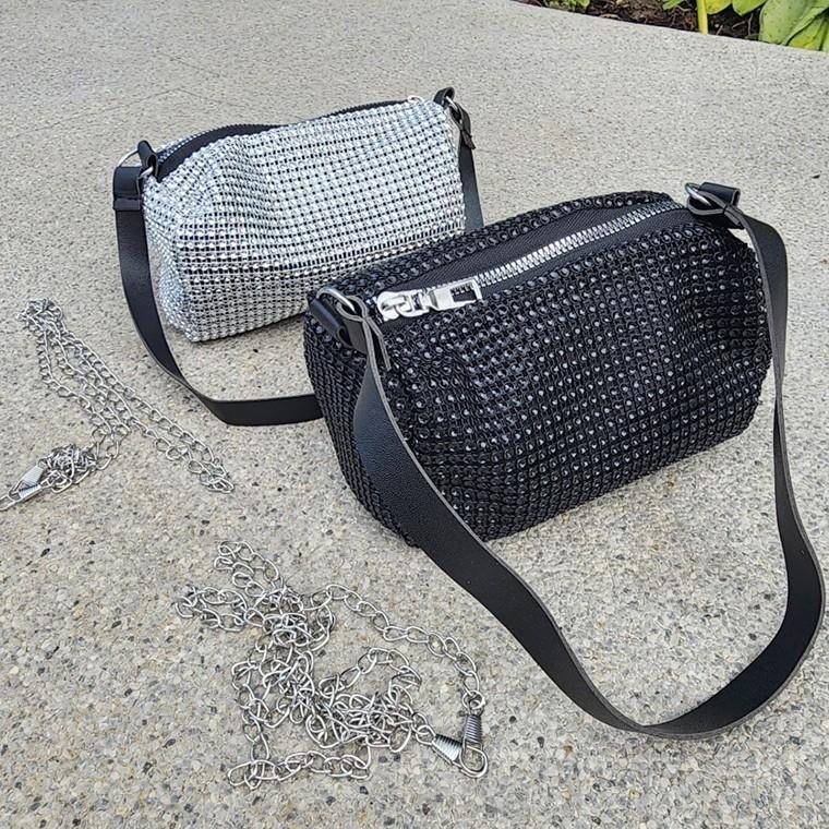 큐빅 토트 미니백 탈부착 크로스백 가방 2컬러