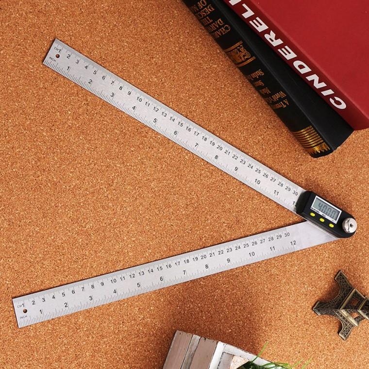 디지털 스틸 각도기 30cm 2in1 눈금자 눈금 재단
