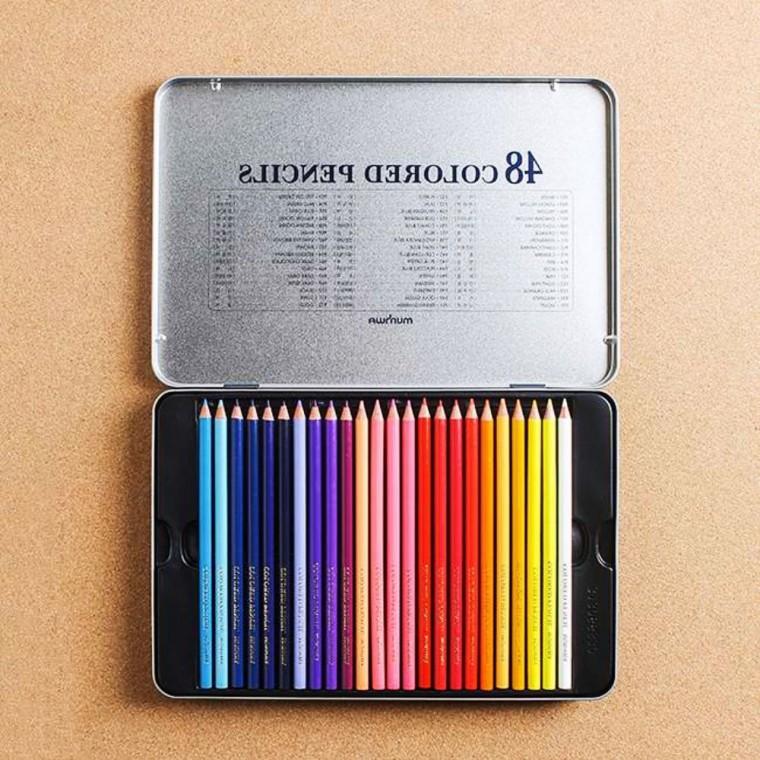 48색 색연필 틴케이스 28x19.5cm 고급 수납함 미술