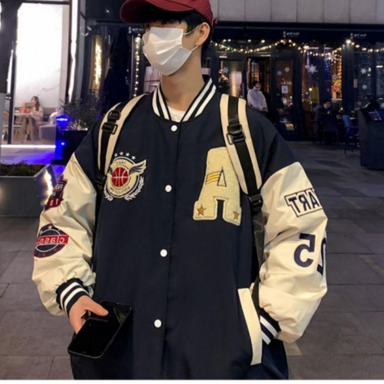 캐주얼 패치 오버핏 빈티지 남성 1컬러 야구점퍼 남자 베이직 남성 자켓