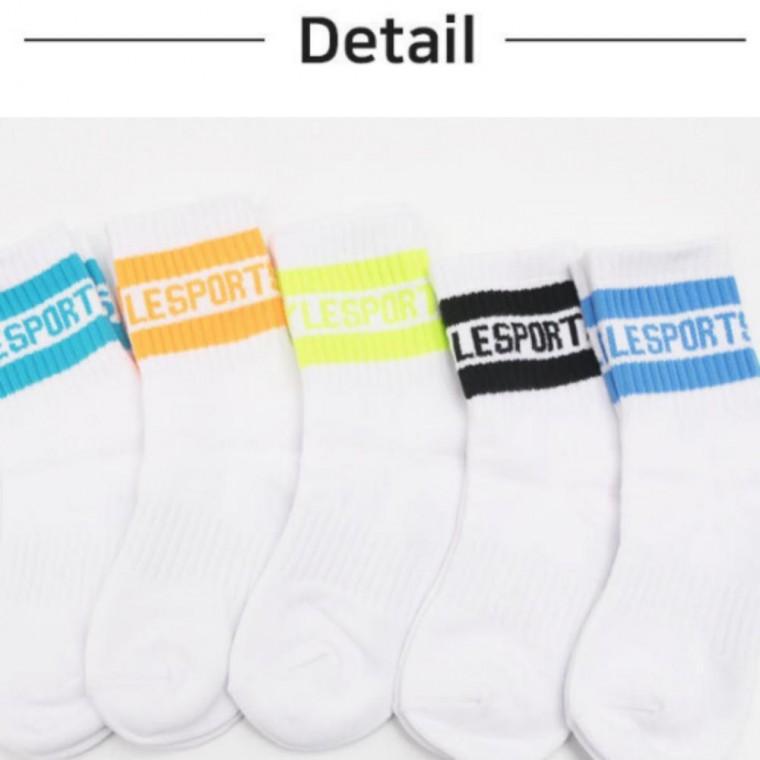 형광 스트라이프 흰색 유아동 남아 패턴 스포티한 양말 형광 5족