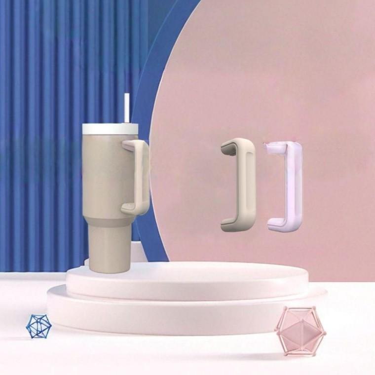 실리콘 컵 손잡이 커버 텀블러 핸들커버 퍼플 베이지 실리콘컵 컵 커버 꾸미기 스트랩 손잡이 컵핸들
