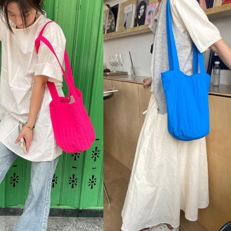 비비드 골지 긴끈 숄더백