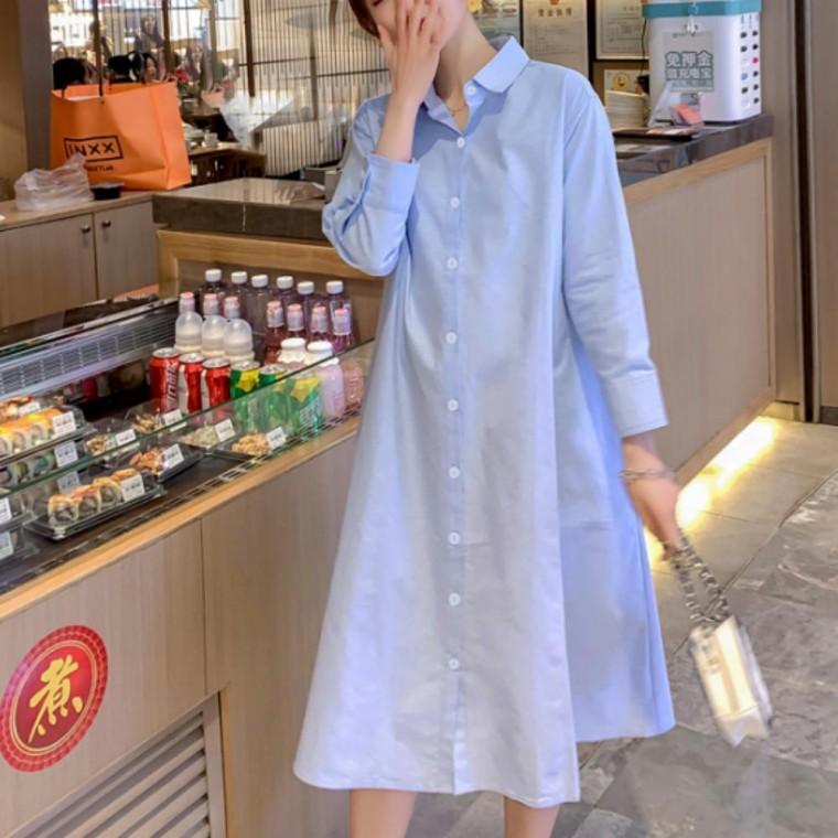 임산부 데일리 러블리 긴팔 임부복 모닝 셔츠 원피스