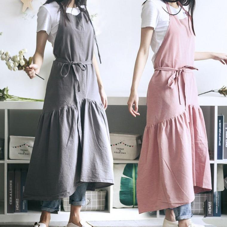 여성 스런 프릴 앞치마 플로리스 카페 린넨 네일샵 꽃집 면앞치마 베이킹 커피숍 어린이집