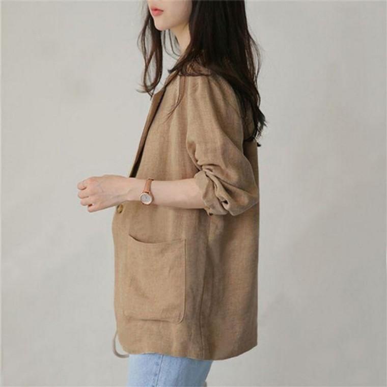 데일리 1컬러 무지 여자 여성 셔츠형 자켓 여자 여성 린넨 가을 자켓