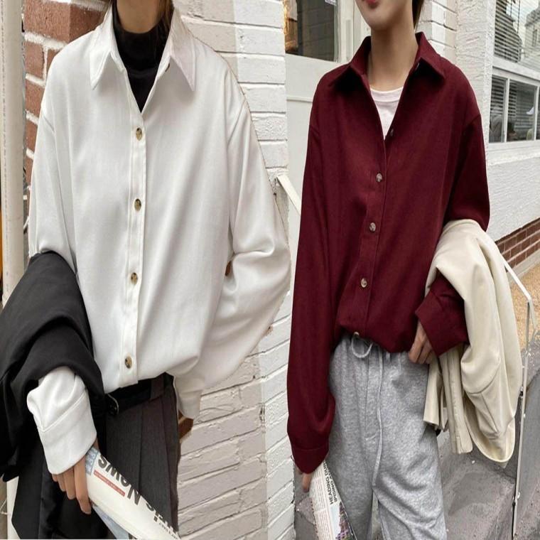 카라 루즈핏 간절기 셔츠 코듀로이 남방 레이스 여자 여성 블라우스