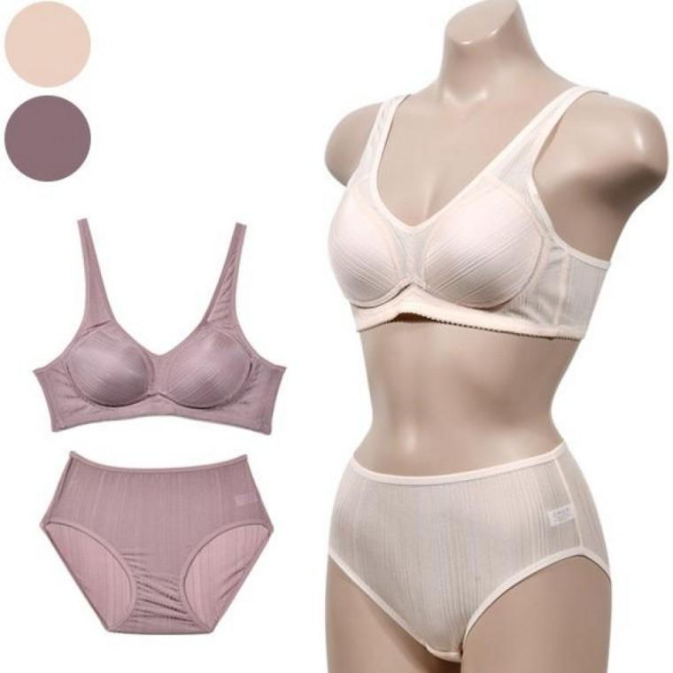 인견 풀컵 노와이어 몰드 브라 팬티 세트 여자 속옷