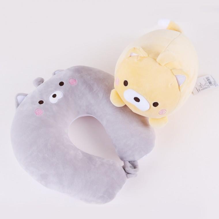 변신 고양이 목베개 목쿠션 인형 2color 기내용 여행용 캐릭터 사무실 목배게