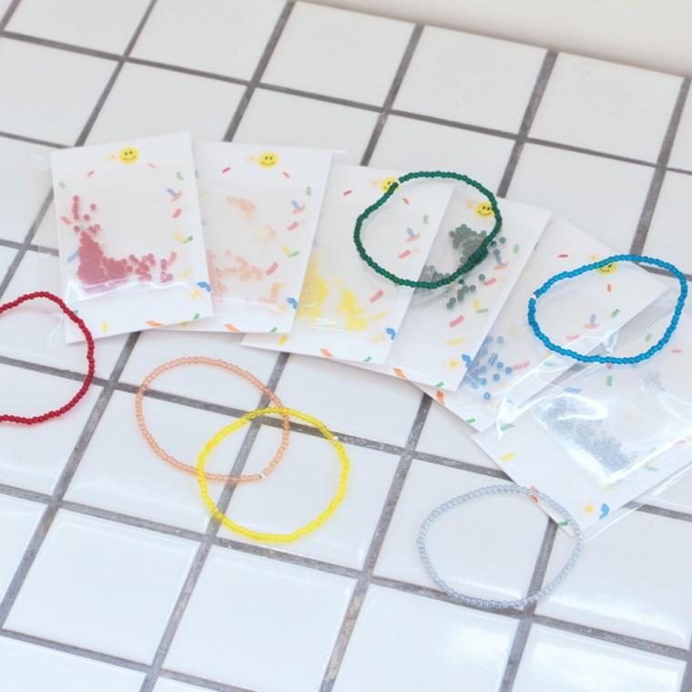 컬러 비즈팔찌 만들기 DIY 세트 키트 [6color 글라스 비즈 팔찌 우정 학생 공예]