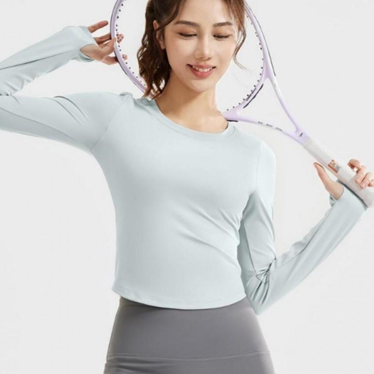 여성 라운드넥 스포츠 운동복 러닝 요가복 긴팔 티셔츠