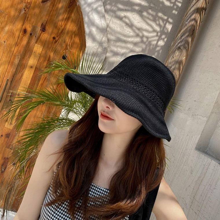 여성 해변 벙거지 챙 모자 캠핑 비치 버킷 햇 블랙 여름 밀짚모자 여자 밀집 서핑햇