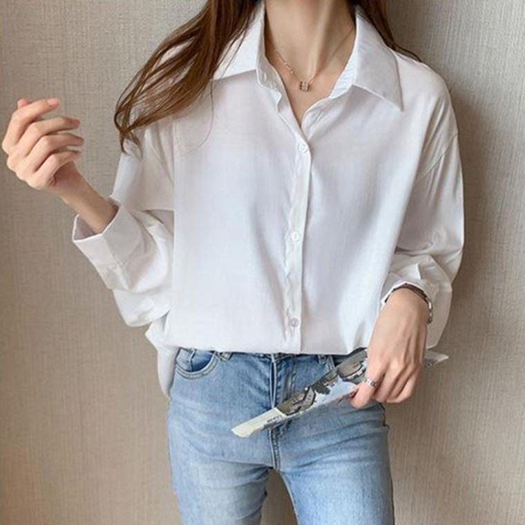 여성 루즈핏 스타일 봄 가을 외출 패션 블라우스 셔츠 긴팔 데일리 체크 줄무늬