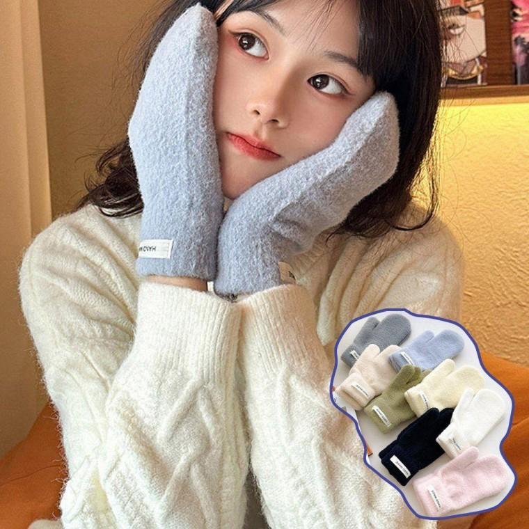 여성 겨울 귀여운 패션 장갑 부드러운 벙어리장갑 방한 용품 털장갑 학생 스마트폰 터치