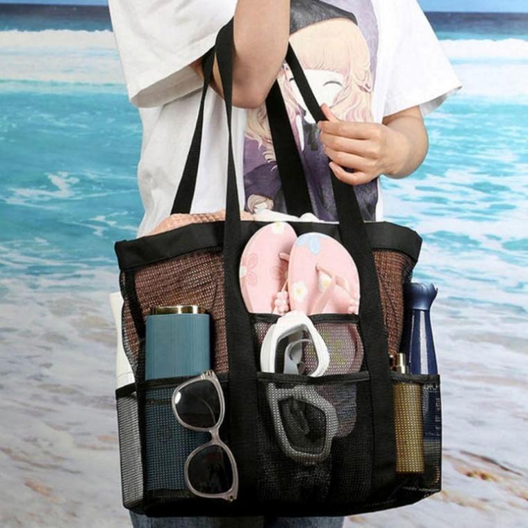 여름 수영장 물놀이 워터 파크 멀티 포켓 메쉬 숄더백 쇼퍼백 겨울 가방 여성 남성