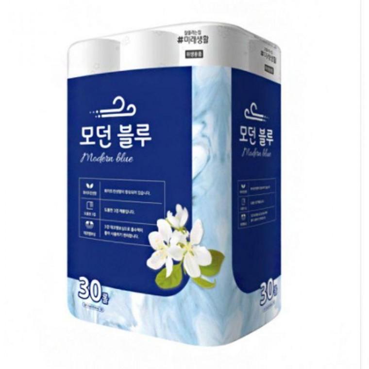 잘풀리는집 3겹 데코 모던 블루 화장지 30 롤 휴지 화장실 두루마리 롤휴지 롤화장지