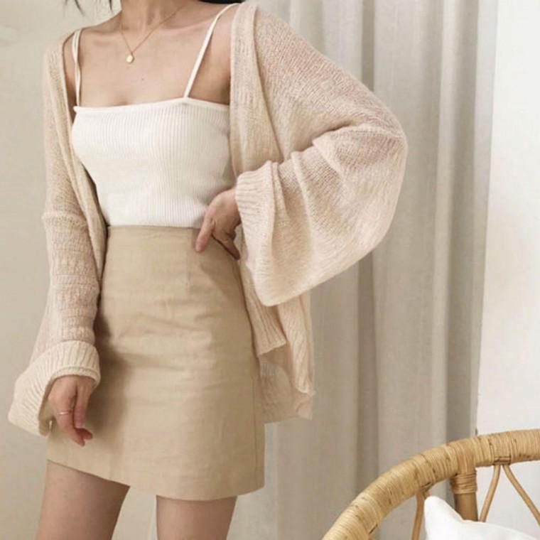 여성 스러운 외출 패션 벌룬 스타일 볼레로 가디건 여성이너 봄가디건 니트 숏가디건